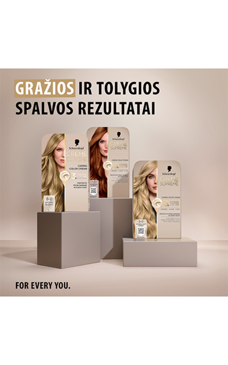 SCHWARZKOPF, CREME SUPREME, plaukų dažai, 8-0 NATURAL BLONDE, 1