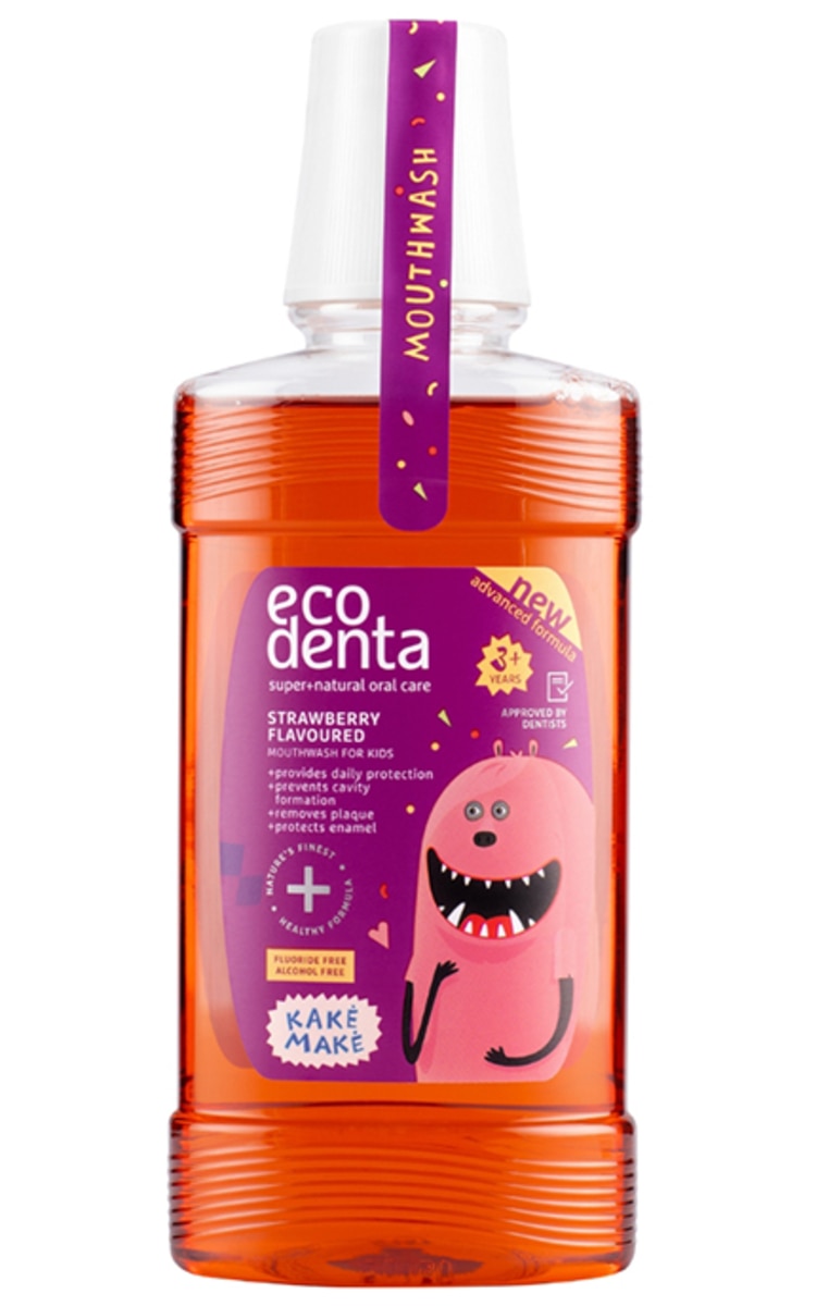 MARGARITA ECODENTA, KAKĖ MAKĖ, braškių skonio burnos skalavimo skystis, 250 ml 250 ml