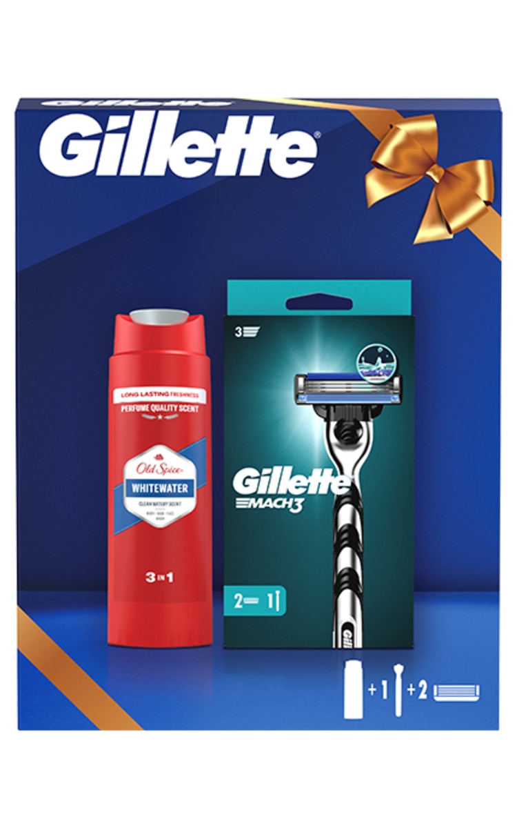 GILLETTE GILLETTE, dovanų rinkinys: Mach 3 skustuvas su Old Spice Whitewater dušo geliu, 1 vnt. 1 vnt.