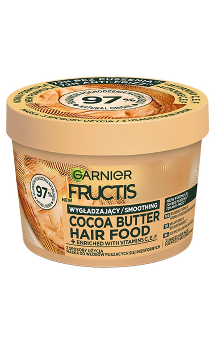 GARNIER, FRUCTIS HAIR FOOD COCOA, kaukė trys viename nepaklusniems plaukams, 400 ml