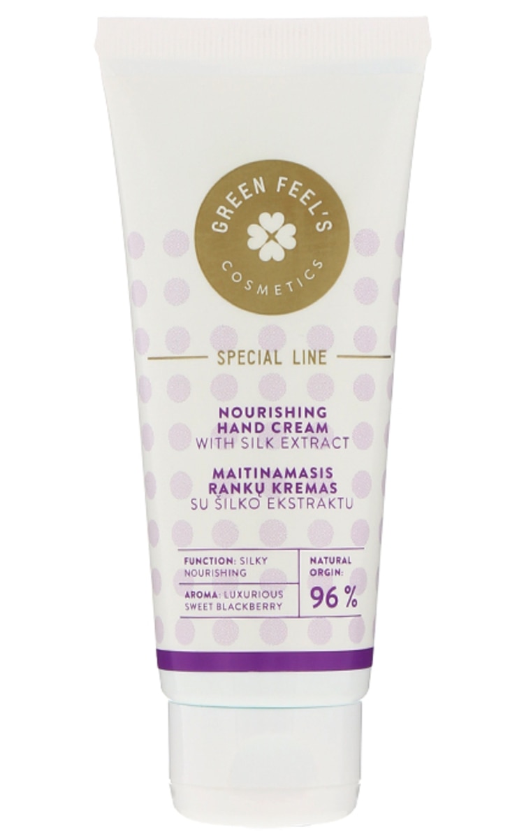 GREEN FEEL'S GREEN FEELS, SPECIAL LINE, maitinamasis rankų kremas su šilko ekstraktu, 75 ml.