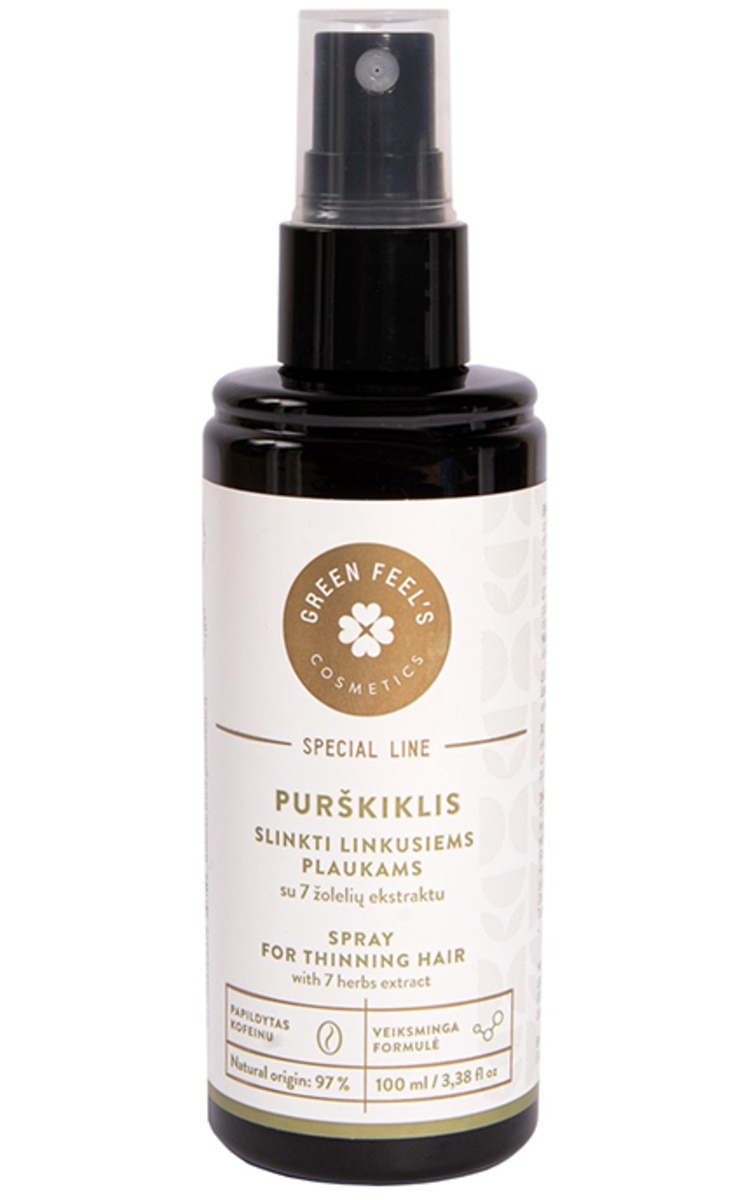 GREEN FEEL'S GREEN FEEL'S, purškiklis slinkti linkusiems plaukams, 100 ml.