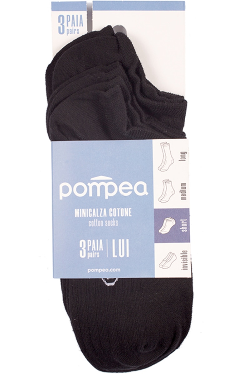 POMPEA POMPEA FASHION, COTONE LUI, vyriškos trumpos kojinės, NERO, 39/42, 3 poros 1 vnt.