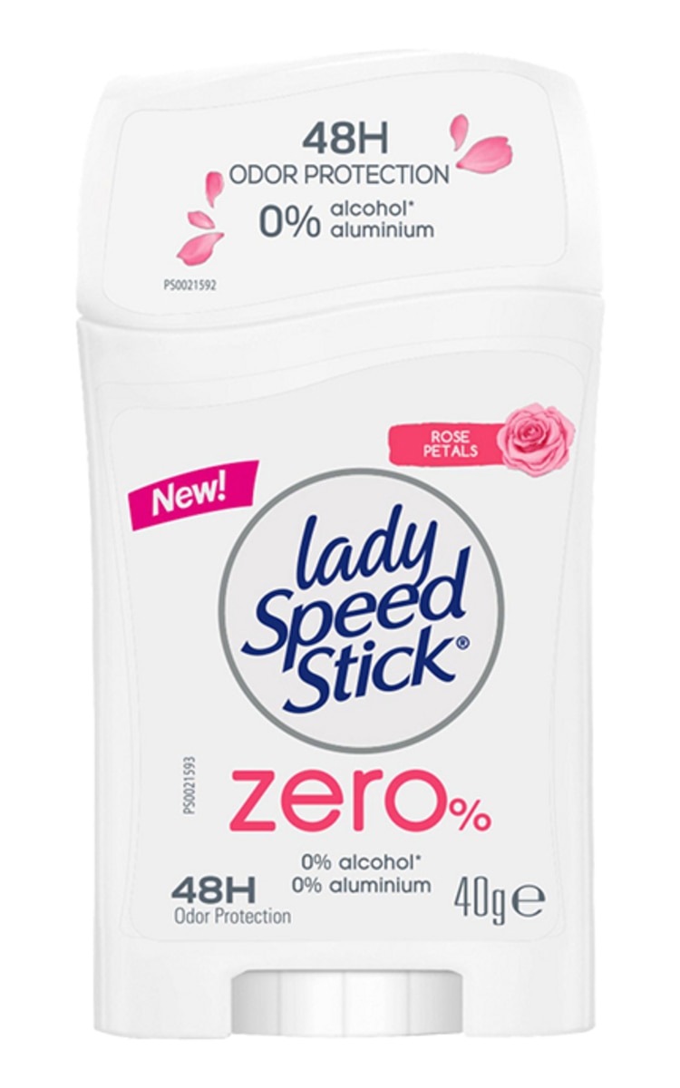 LADY SPEED STICK LADY SPEED STICK, ZERO%, ROSE PETALS, pieštukinis dezodorantas moterims, 40 g.