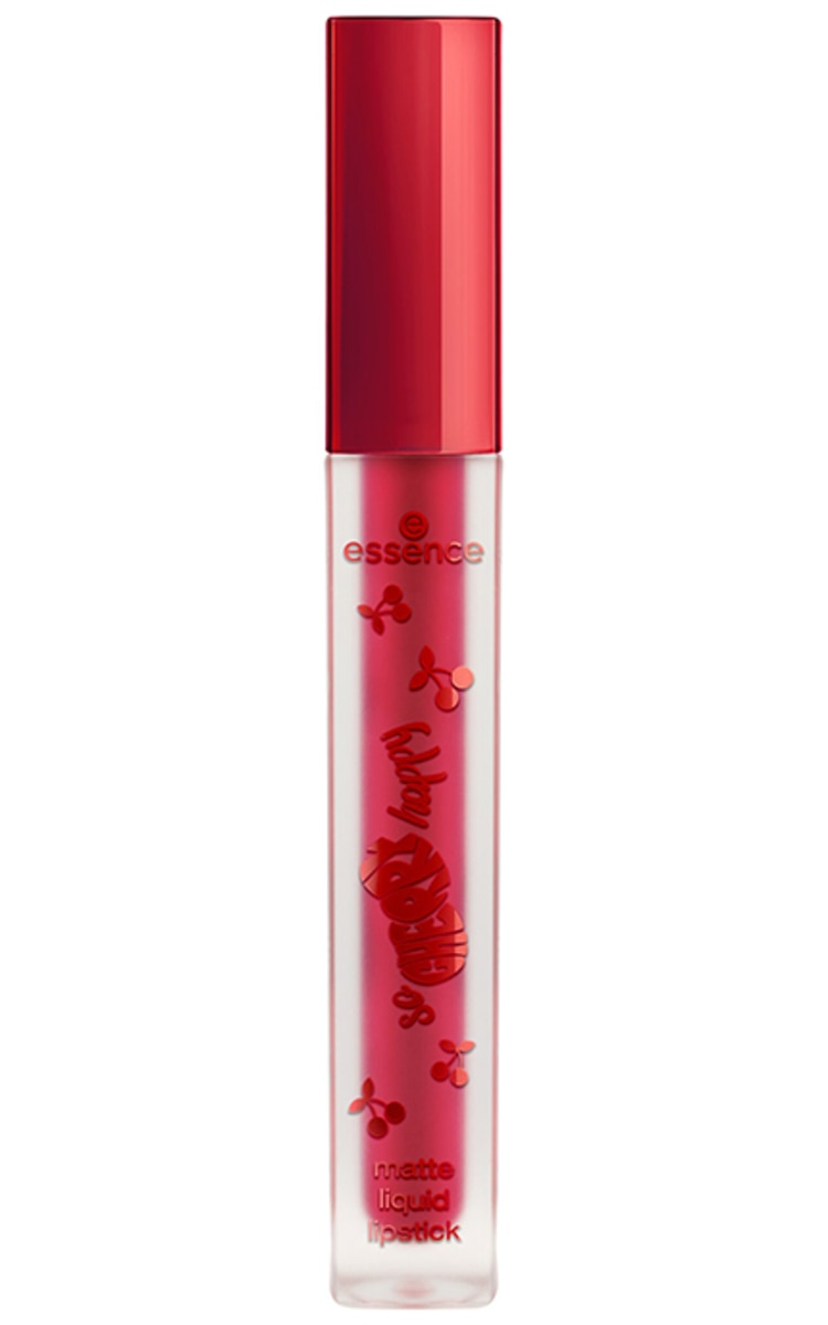 ESSENCE ESSENCE, SO CHERRY HAPPY, MATTE LIQUID LIPSTICK, matiniai skysti lūpų dažai, 01 CHERRY KISSES, 4 ml.