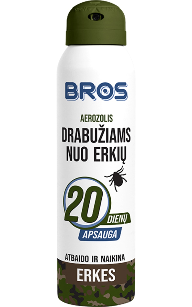 BROS, aerozolis drabužiams nuo erkių, 90 ml. 90 ml
