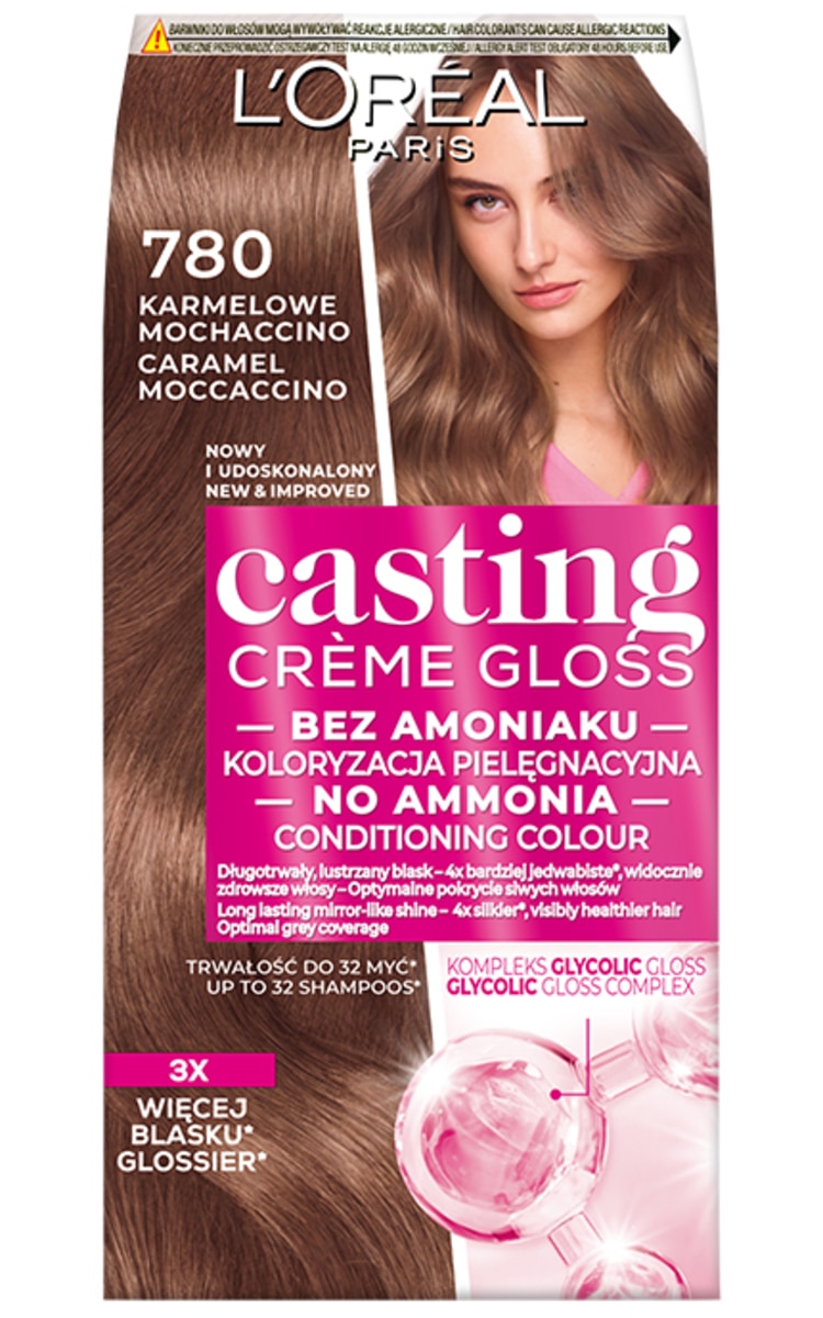 L′ORÉAL PARIS CASTING CREME GLOSS L'OREAL PARIS, CASTING CREME GLOSS, plaukų dažai, 780 CARMEL MOCCACCINO, 1 vnt.