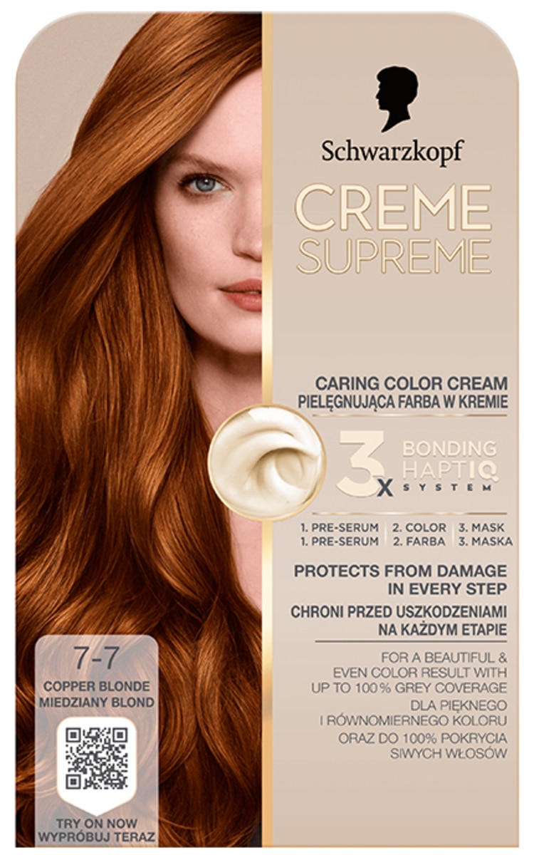 CREME SUPREME SCHWARZKOPF, CREME SUPREME, plaukų dažai, 7-7 COPPER DARK BLONDE, 1 vnt.
