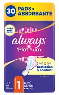 ALWAYS, PLATINUM NORMAL, S1, higieniniai paketai, 30 vnt.