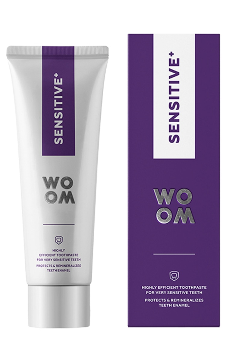 WOOM WOOM, SENSITIVE+, dantų pasta jautriems dantims ir dantenoms, 75 ml.