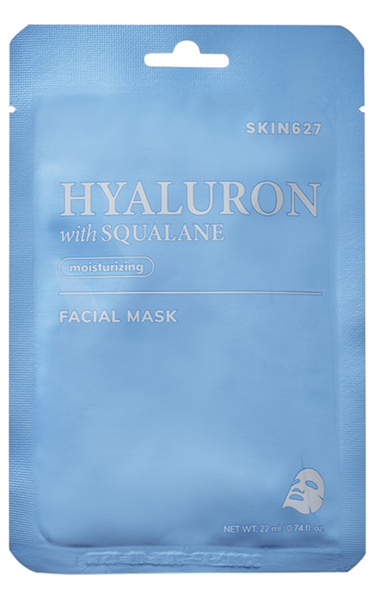 SKIN627 SKIN627, lakštinė veido kaukė, drėkinamoji, su hialuronu ir skvalanu, 22 ml.