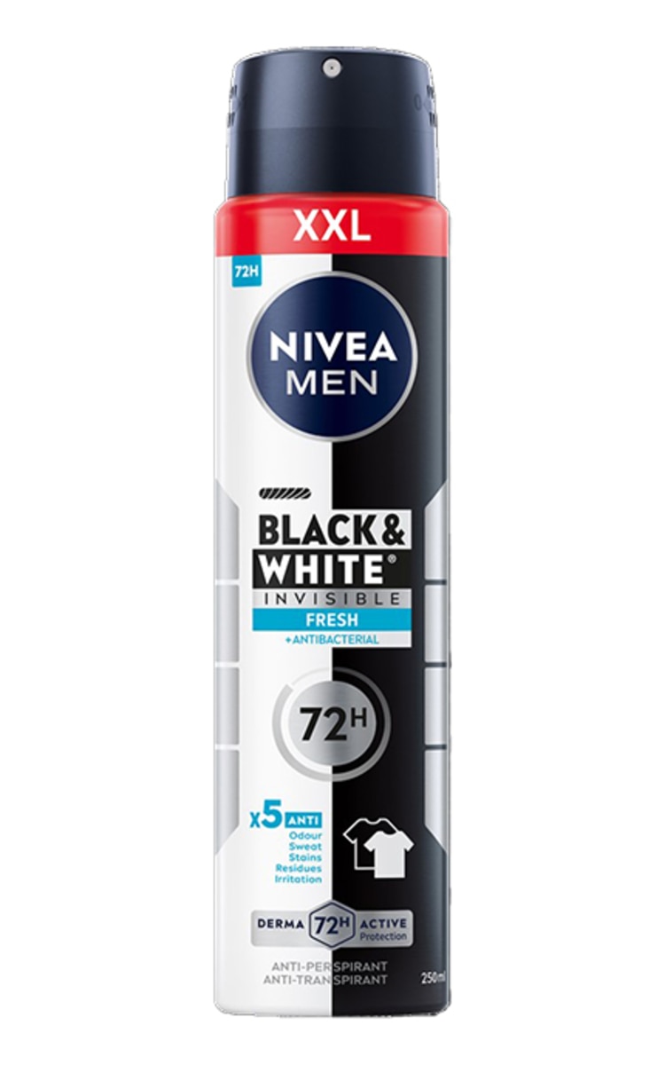 NIVEA MEN NIVEA MEN, BLACK&WHITE FRESH, purškiamasis dezodorantas vyrams, 250 ml 250 ml