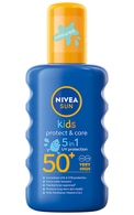  NIVEA SUN undefined NIVEA SUN, KIDS PROTECT & CARE, apsauginis purškiamas losjonas vaikams nuo saulės, SPF50+, labai didelė apsauga, 200 ml. 