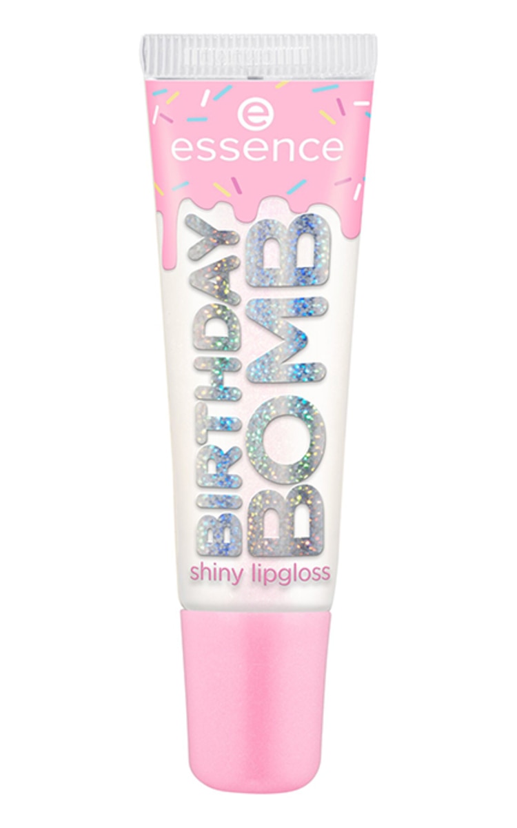 ESSENCE ESSENCE, BIRTHDAY BOMB, SHINY LIPGLOSS, lūpų blizgesys, 01 CAKE MY DAY, 10 ml.