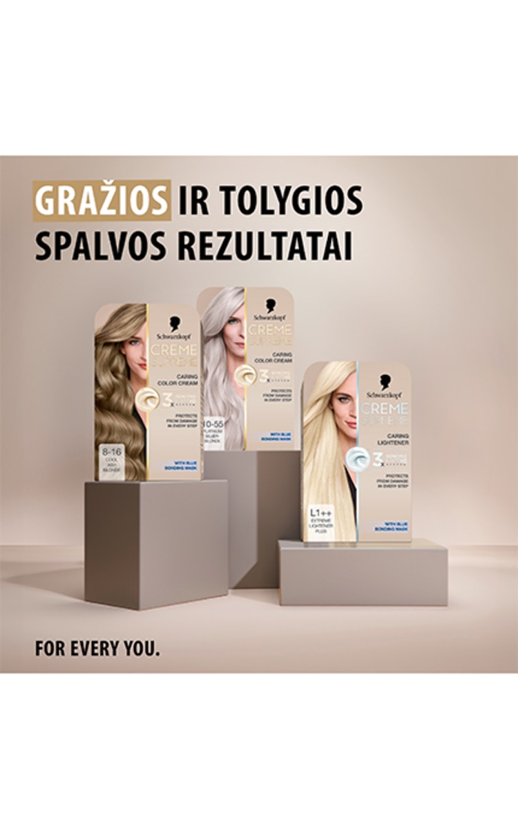 SCHWARZKOPF, CREME SUPREME, plaukų dažai, 8-16 NATURAL ASH BLONDE