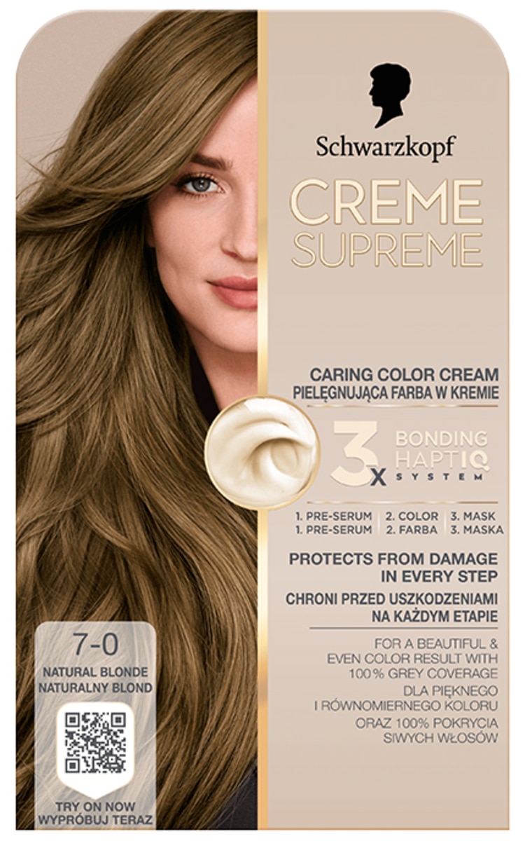 CREME SUPREME SCHWARZKOPF, CREME SUPREME, plaukų dažai, 7-0 DARK BLONDE, 1 vnt.