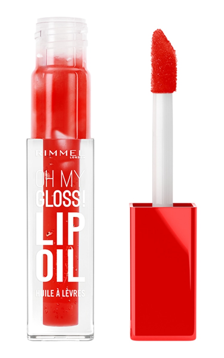 RIMMEL RIMMEL, STAY GLOSSY OH MY GLOSS!, lūpų aliejus, 004 VIVID RED, 6 ml. 004 VIVID RED