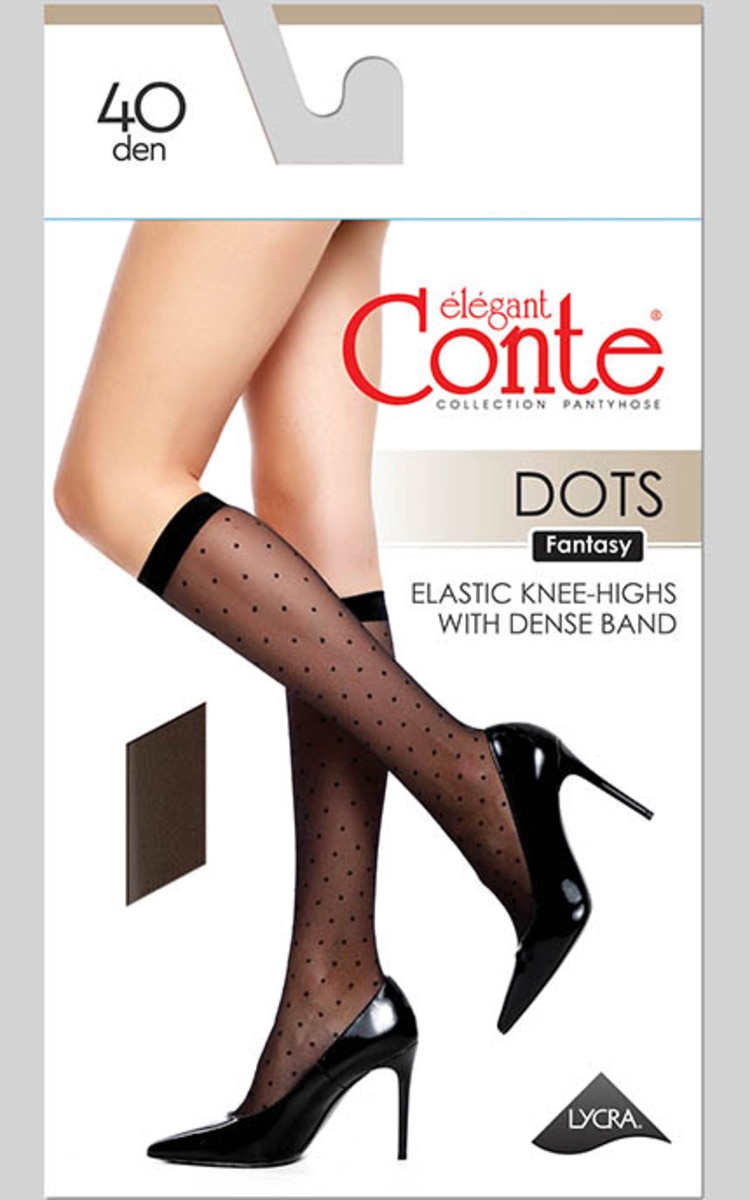 CONTE CONTE, DOTS, moteriškos puskojinės, 40 den, NERO, 1 pora. Intense black