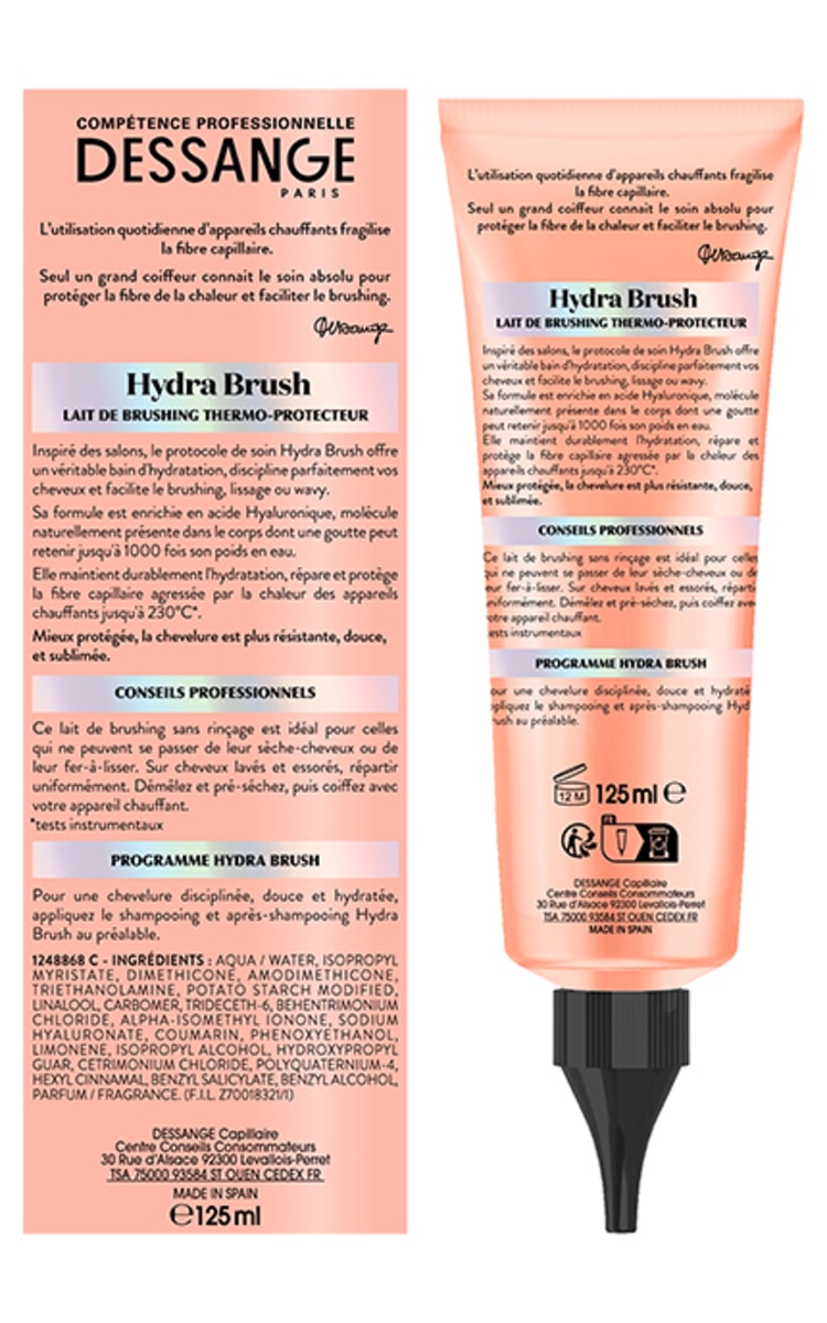 DESSANGE DESSANGE, PROFESSIONAL HAIR LUXURY HYDRA BRUSH, pienelis nuo karščio, 125 ml.