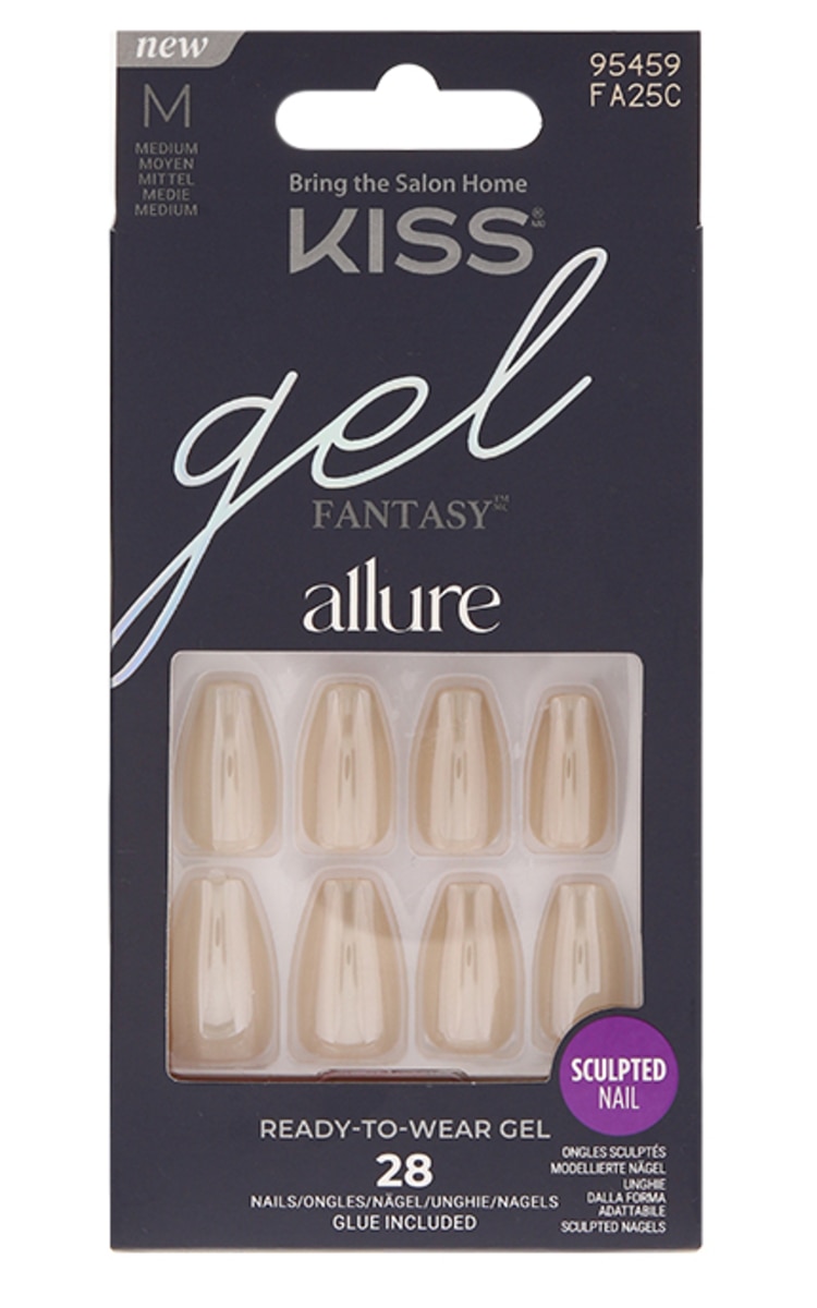 BRING THE SALON HOME KISS, GEL FANTASY ALLURE, dirbtiniai nagai, M dydis, 28 vnt.
