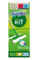 SWIFFER, sausos (8vnt.) ir šlapios (3vnt.) grindų šluostės su šluota, rinkinys