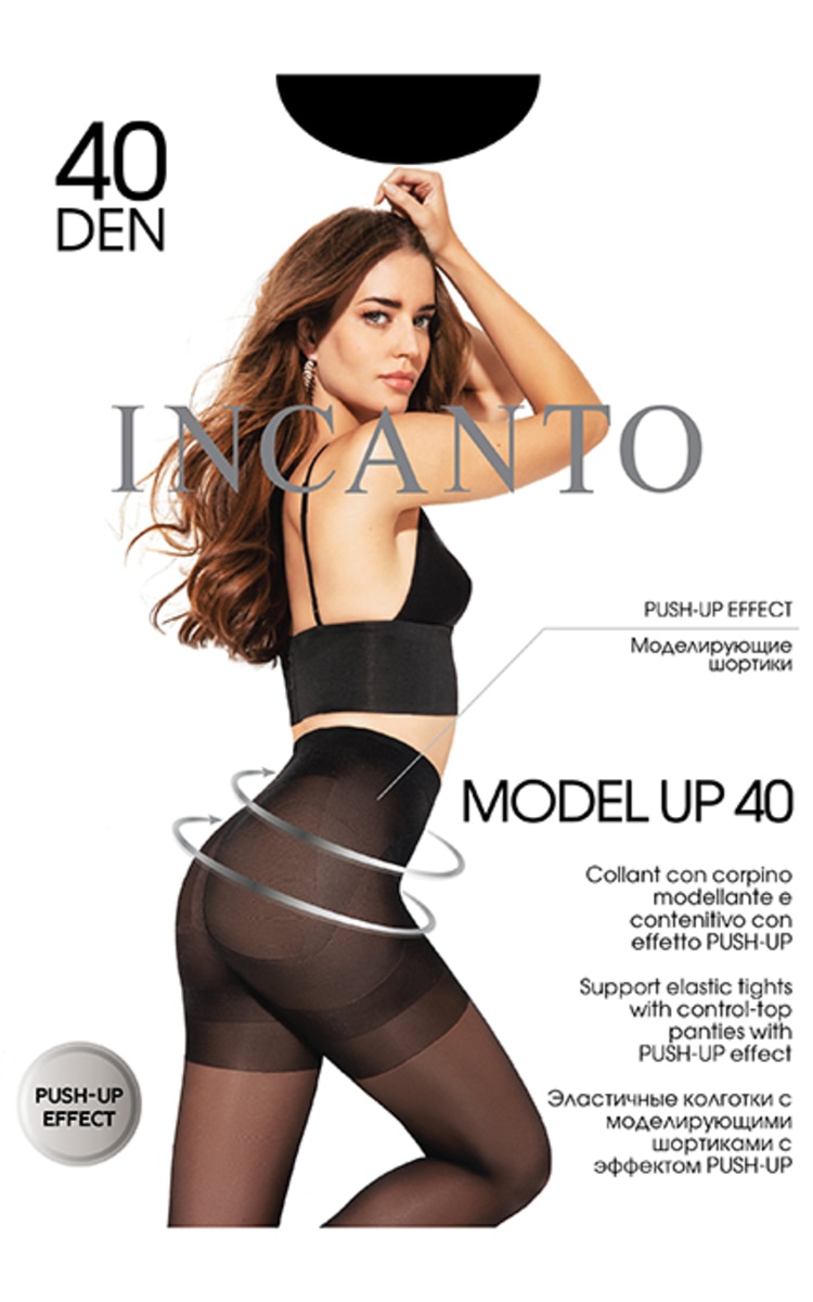 INCANTO INCANTO, MODEL UP, moteriškos pėdkelnės, 40 den, NERO 3, 1 vnt. 3-M