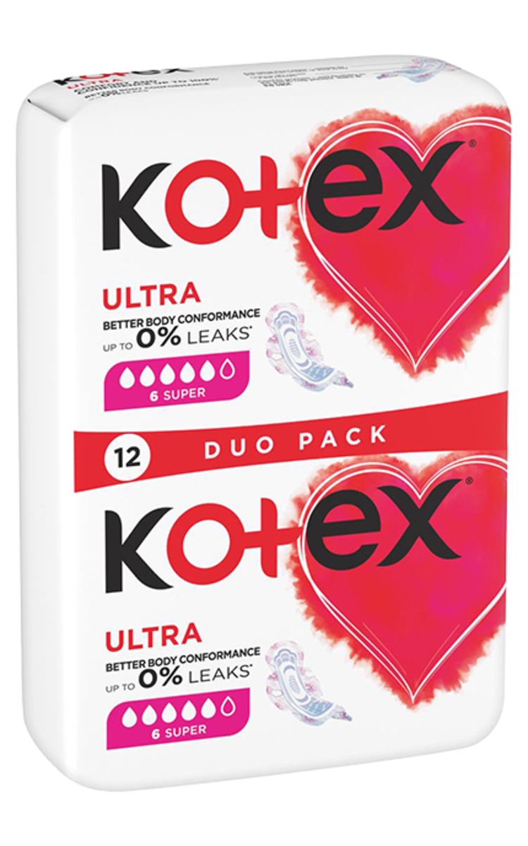 KOTEX KOTEX, SUPER, higieniniai paketai, 12 vnt.