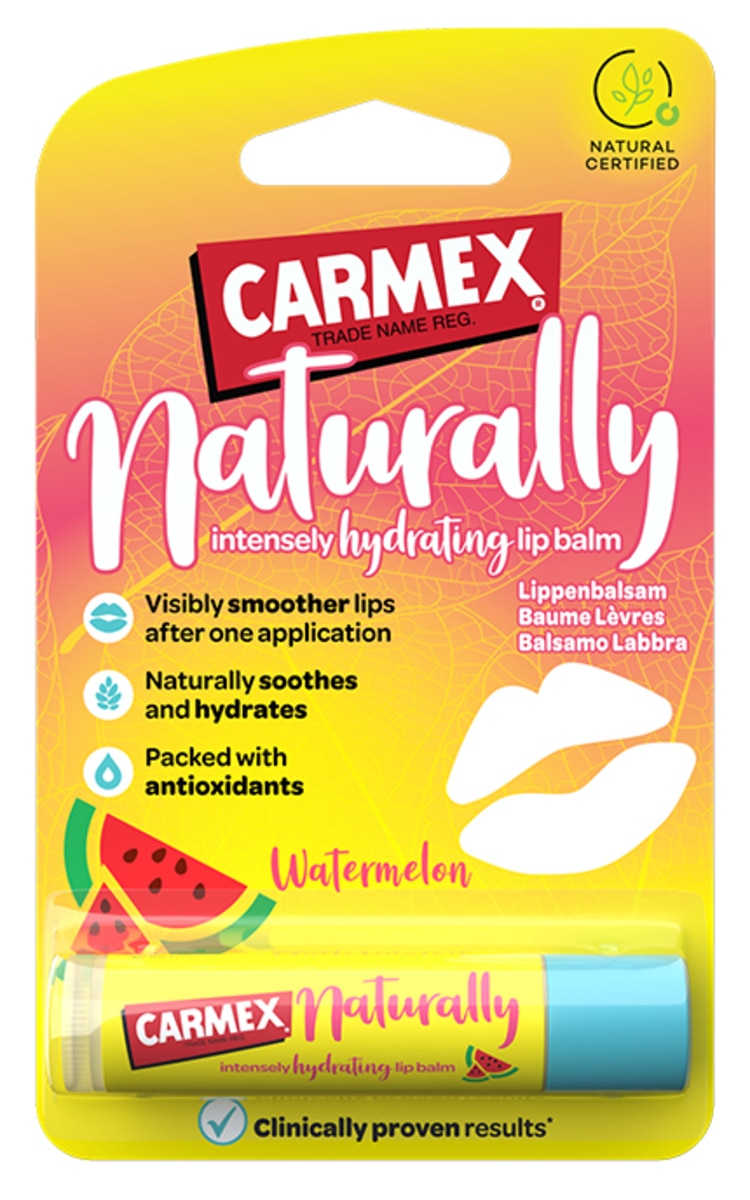 CARMEX CARMEX, NATURALLY, drėkinamasis lūpų balzamas arbūzų aromato, 4,25 g. 4,3 g