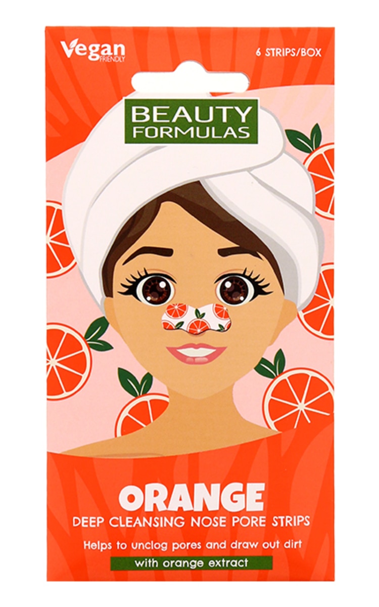 BEAUTY FORMULAS BEAUTY FORMULAS, valomosios nosies kaukės su apelsinų ekstraktu, 6 vnt.