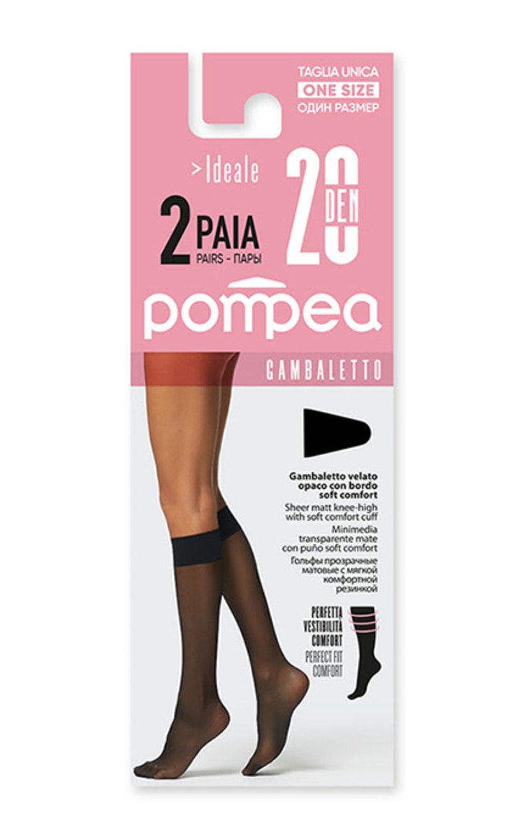 POMPEA POMPEA, IDEALE, puskojinės, 20 den, NERO, 2 poros 2 vnt.