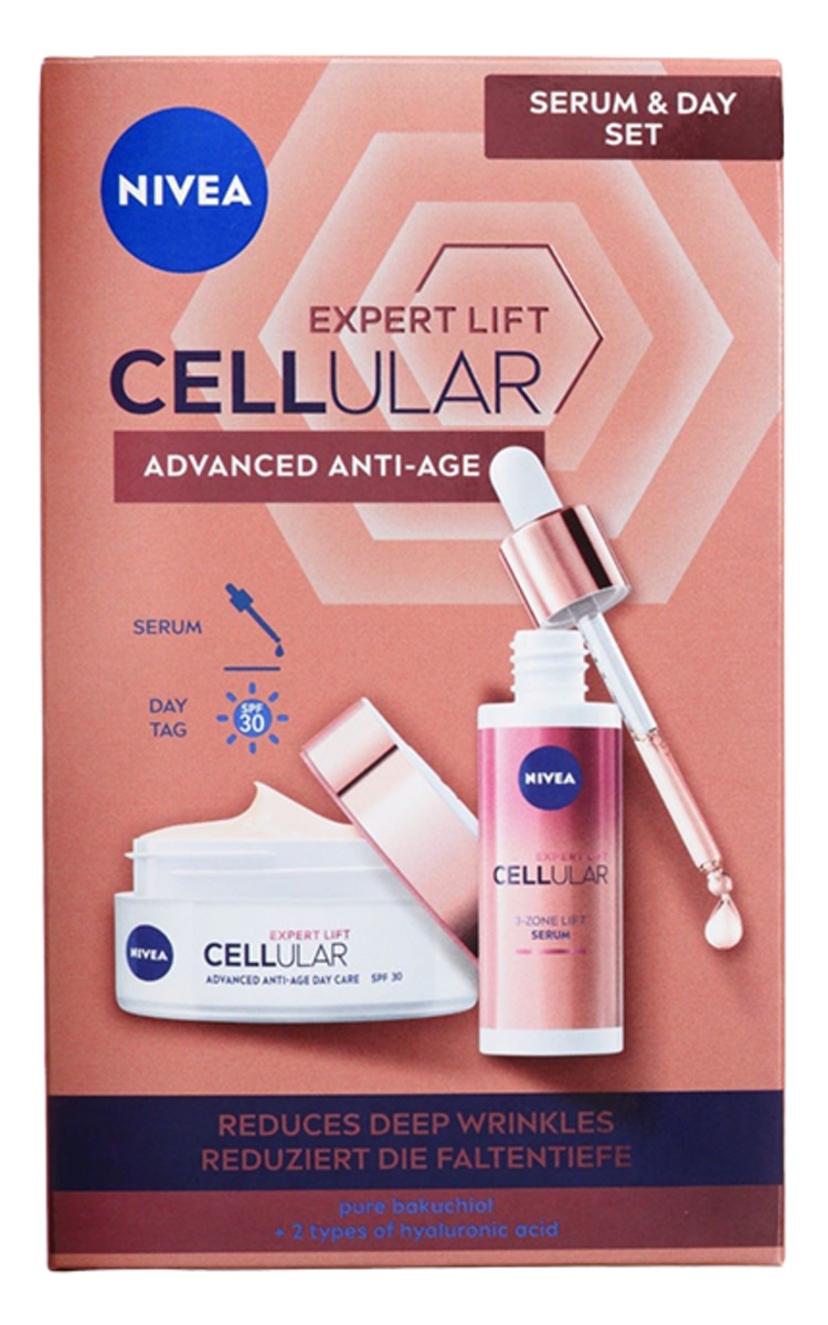 NIVEA NIVEA, CELLULAR EXPERT LIFT, dieninio kremo ir serumo rinkinys, 1 vnt.