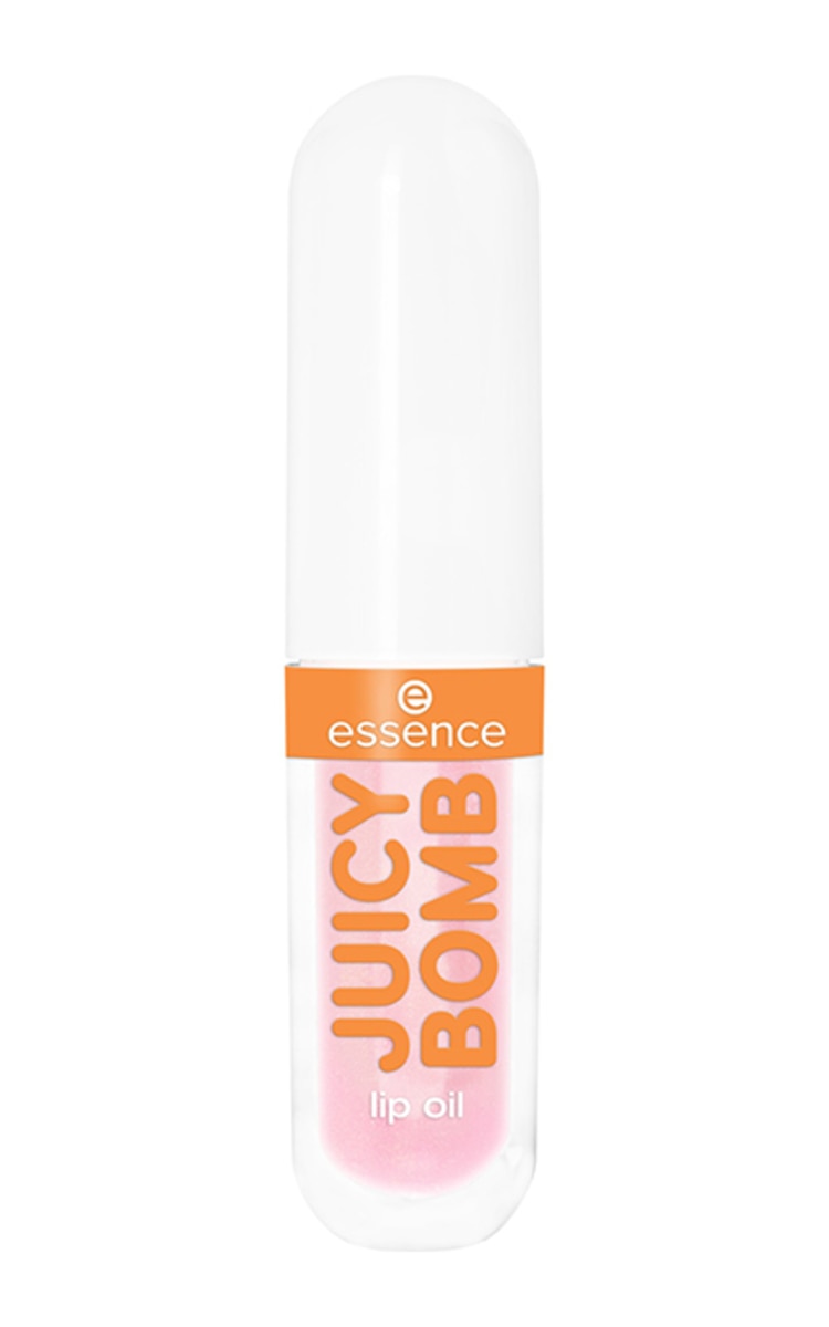 ESSENCE ESSENCE, JUICY BOMB PARTY, LIP OIL, lūpų aliejus, 01 PEACH PERFECT, 2,4 ml. 01 BUBBLEGUM BLISS