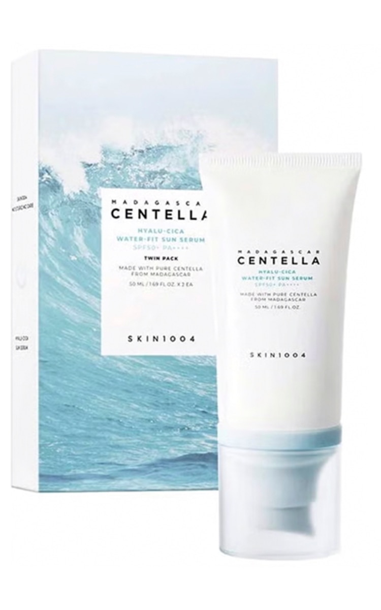 SKIN1004, MADAGASCAR, CENTELLA, HYALU-CICA, WATER-FIT SUN SERUM, SPF50+ PA++++, serumas su apsauga nuo saulės, 50 ml.