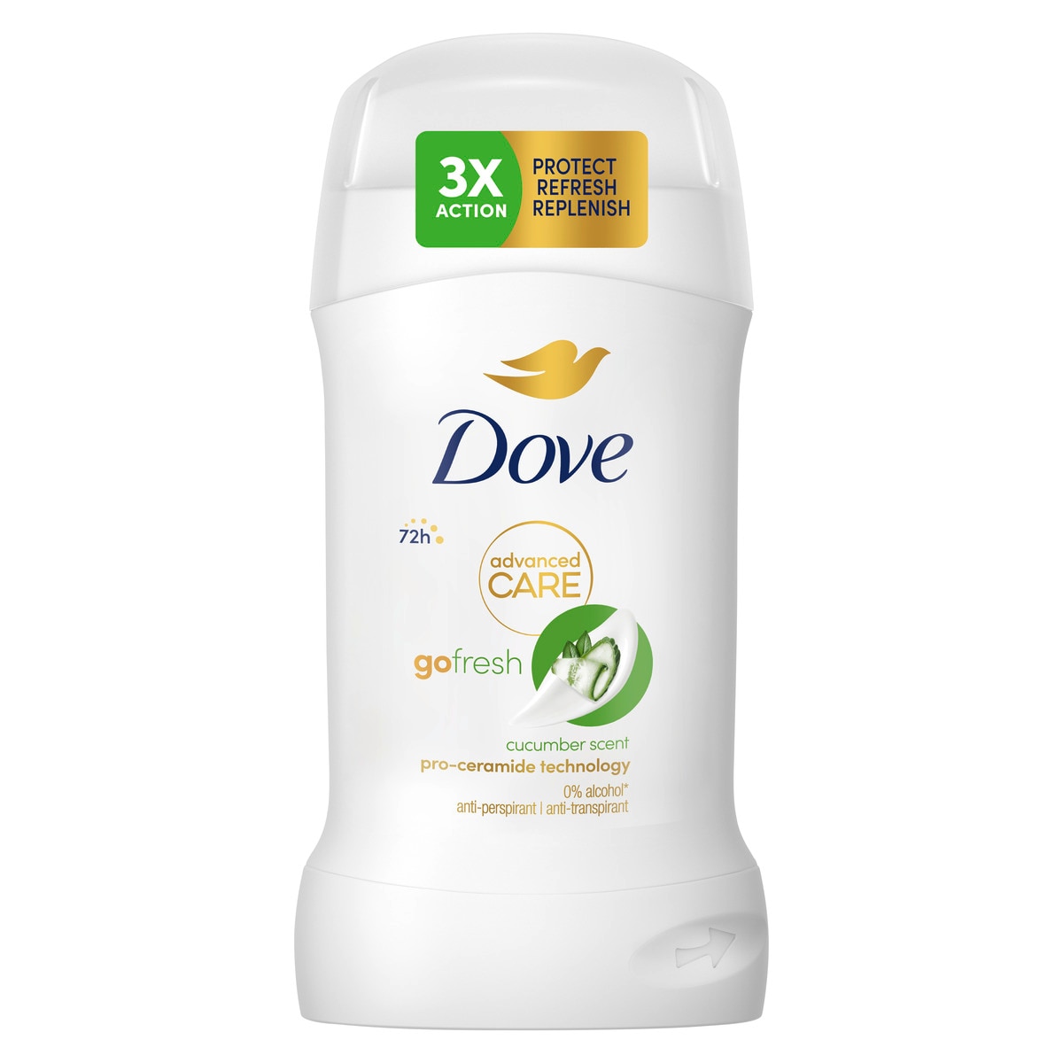DOVE DOVE, GO FRESH, CUCUMBER, moteriškas pieštukinis dezodorantas, 50 ml.