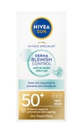 NIVEA, SUN, DERMA BLEMISH CONTROL, apsaugos nuo saulės fluidas riebiai ir į bėrimus linkusiai odai, SPF 50+ (labai aukšta apsauga), 40 ml.
