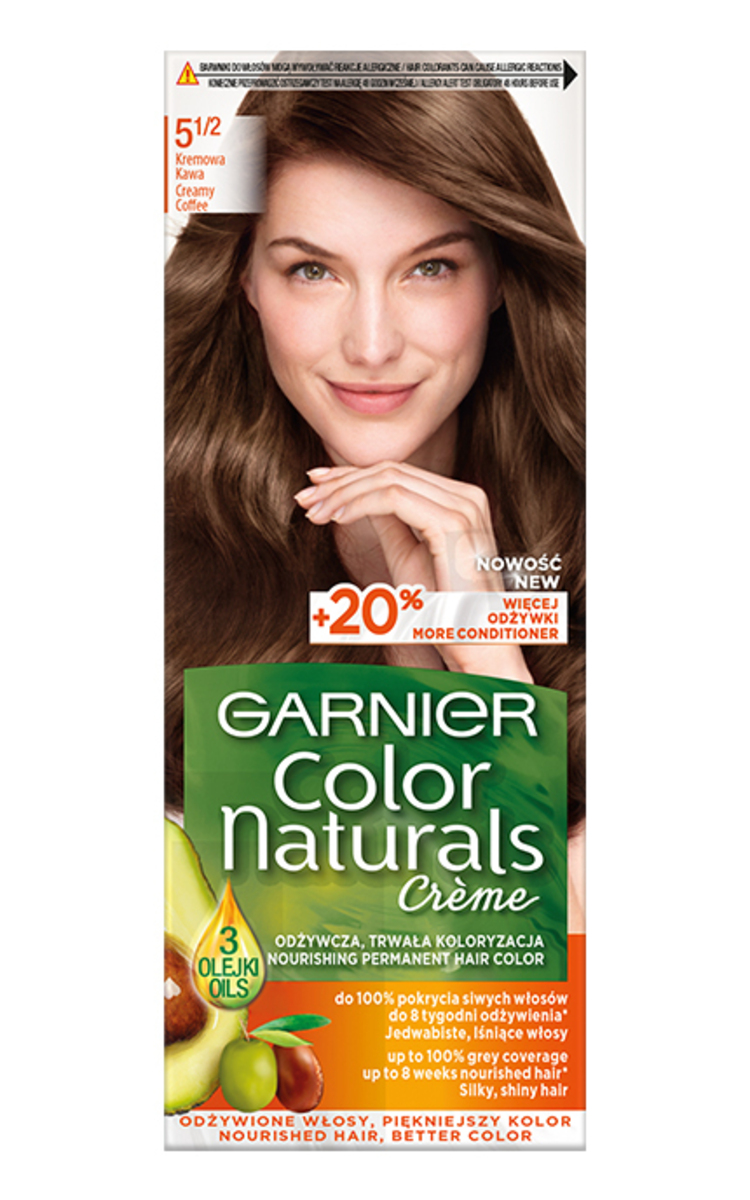 GARNIER COLOR NATURALS GARNIER, COLOR NATURALS, 5 1/2 CREAMY COFFEE, maitinamieji plaukų dažai, 1 vnt.