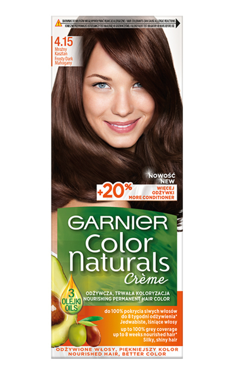 GARNIER COLOR NATURALS GARNIER, COLOR NATURALS, 4.15 FROSTY DARK MAHOGANY, maitinamieji plaukų dažai, 1 vnt.