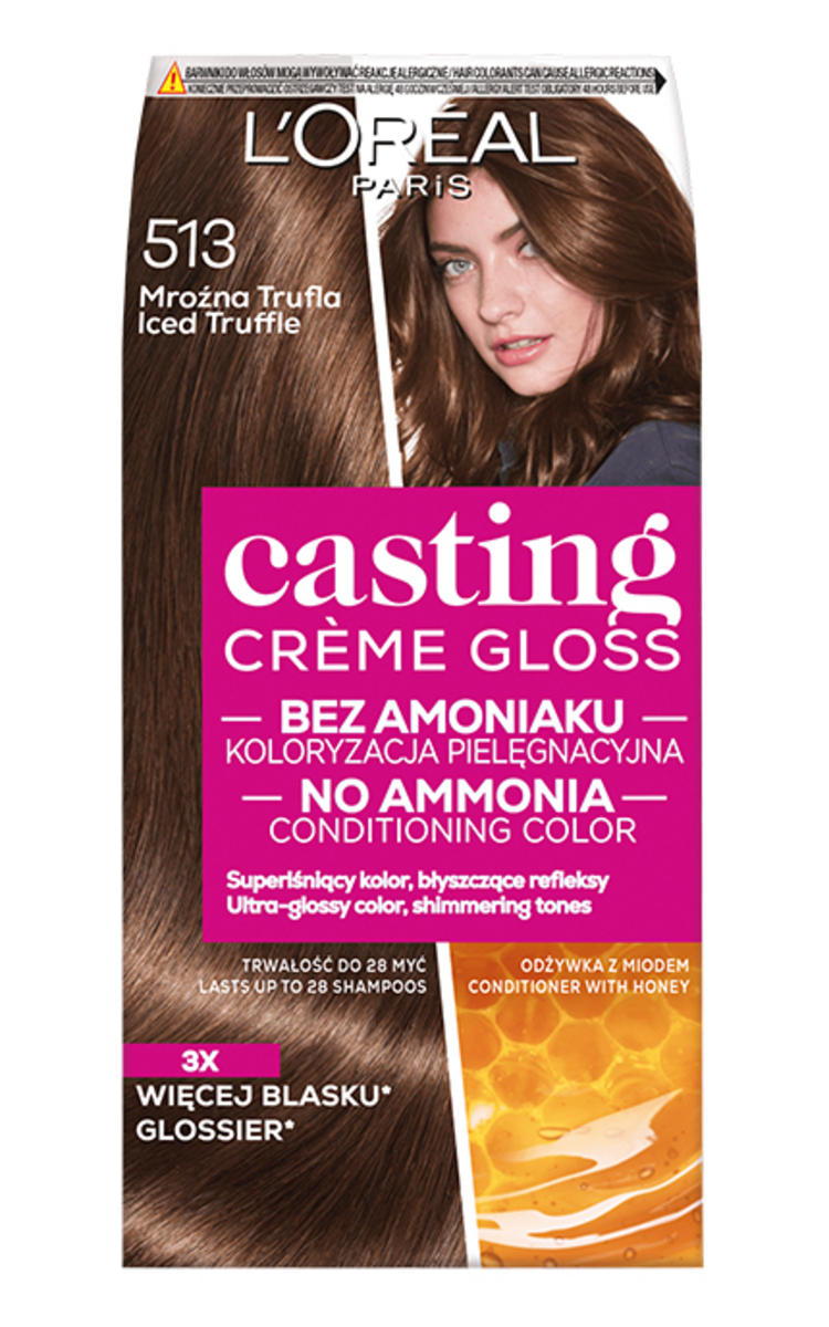 L′ORÉAL PARIS CASTING CREME GLOSS L′ORÉAL PARIS CASTING CREME GLOSS, pusiau ilgalaikiai plaukų dažai be amoniako, 513 Iced Truffle, 1 vnt.