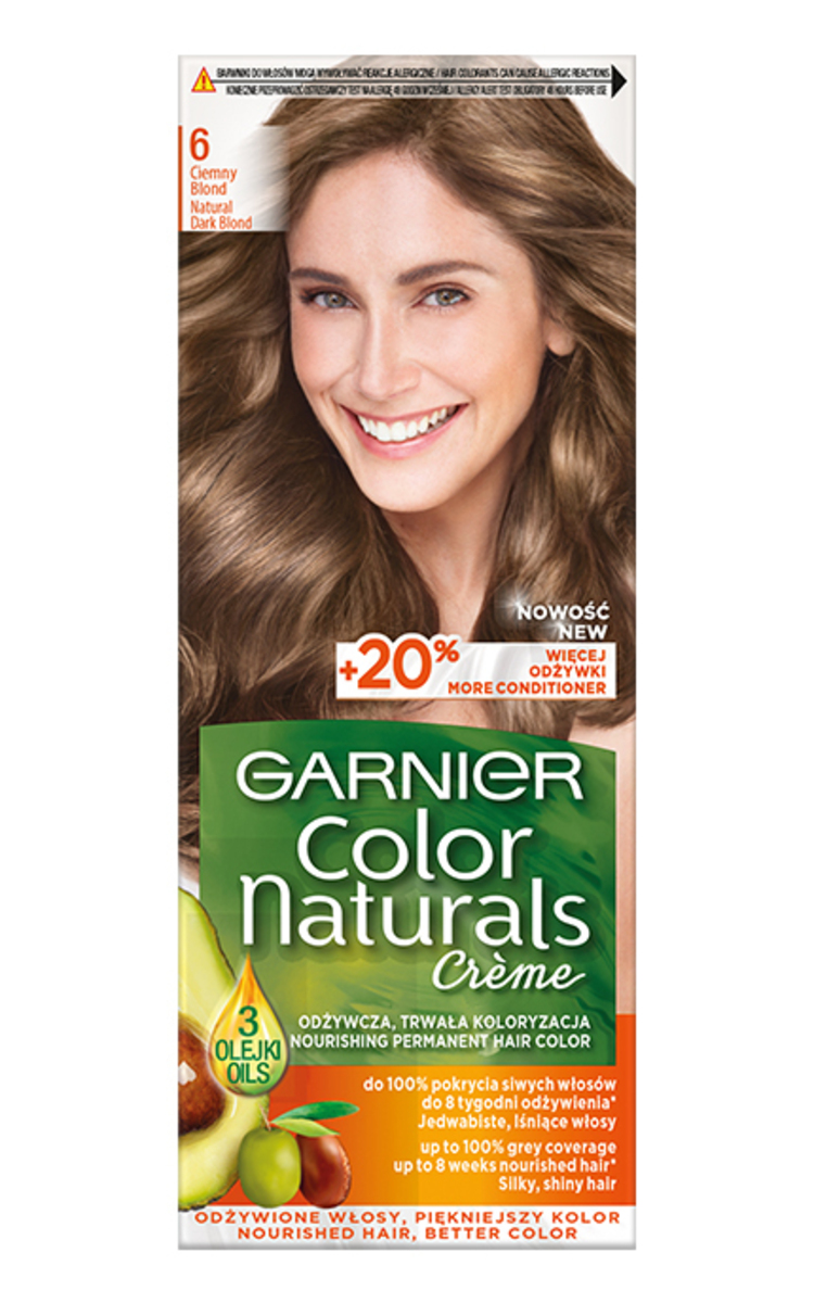 GARNIER COLOR NATURALS GARNIER, COLOR NATURALS, 6 NATURAL MEDIUM BLONDE, maitinamieji plaukų dažai, 1 vnt.