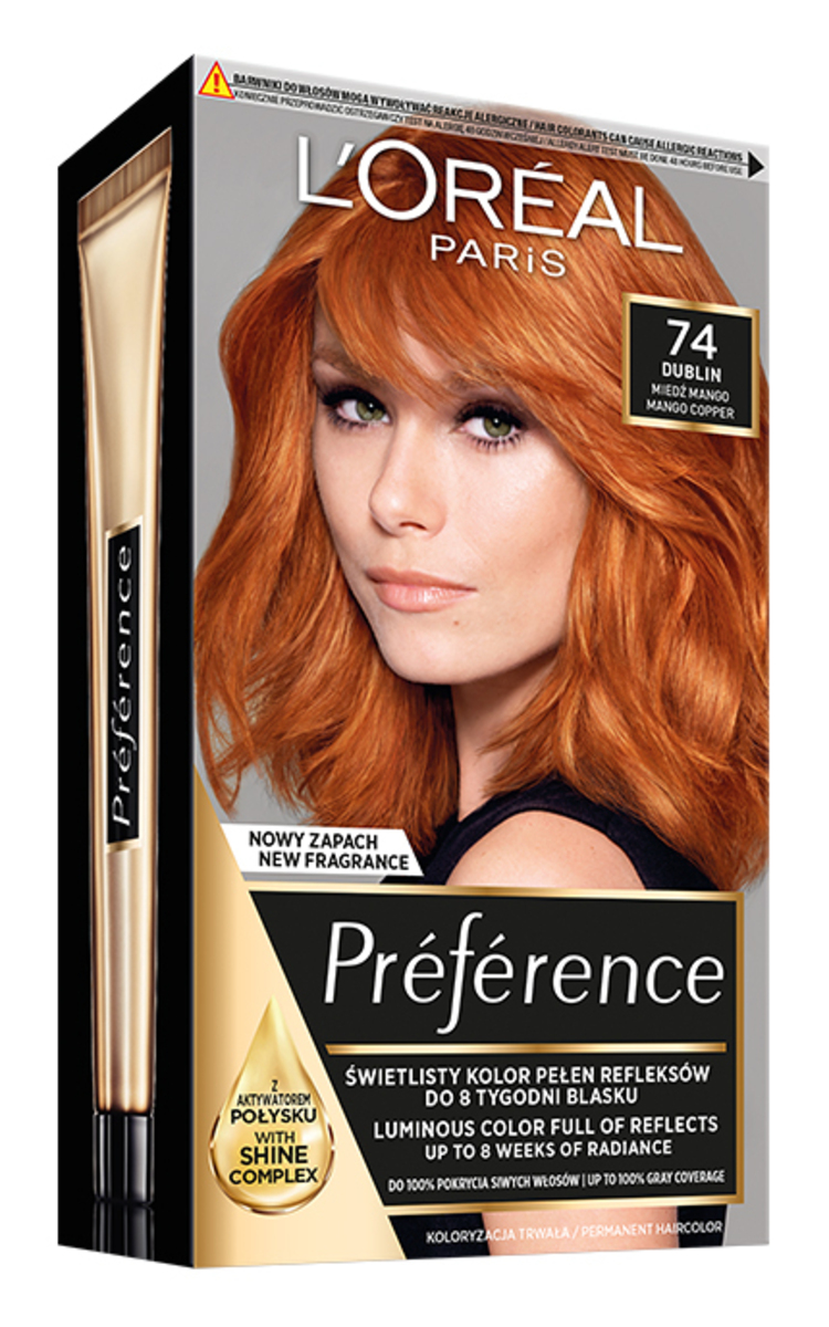 L′ORÉAL PARIS PREFERENCE L'ORÉAL PARIS PREFERENCE, plaukų dažai, 7.4 MANGO COPPER, 1 vnt.