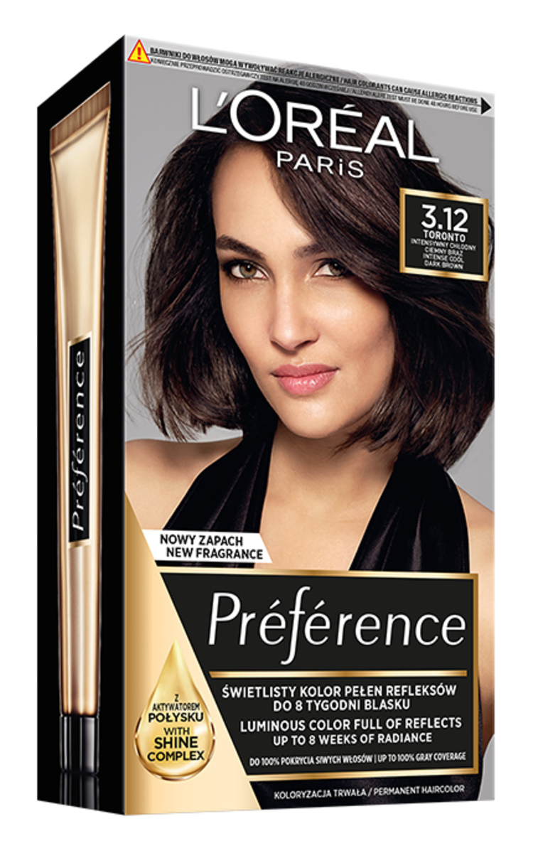 L′ORÉAL PARIS PREFERENCE L'ORÉAL PARIS PREFERENCE, plaukų dažai, 3.12 INTENSE COOL DARK BROWN, 1 vnt.