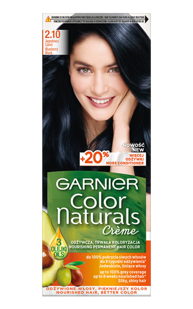 GARNIER COLOR NATURALS GARNIER, COLOR NATURALS, 2.10 BLUEBERRY BLACK, maitinamieji plaukų dažai, 1 vnt.