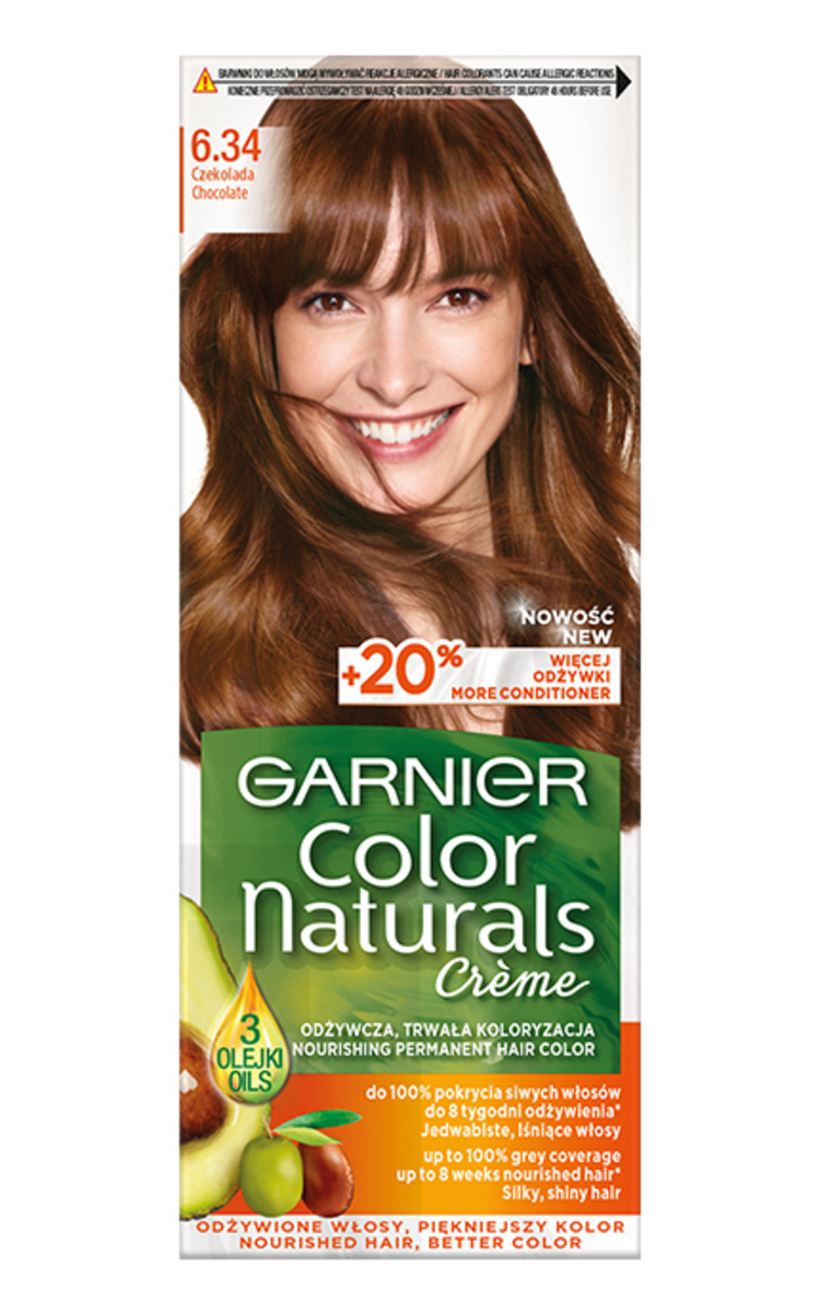 GARNIER COLOR NATURALS GARNIER, COLOR NATURALS, 6.34 CHOCOLATE, maitinamieji plaukų dažai, 1 vnt.