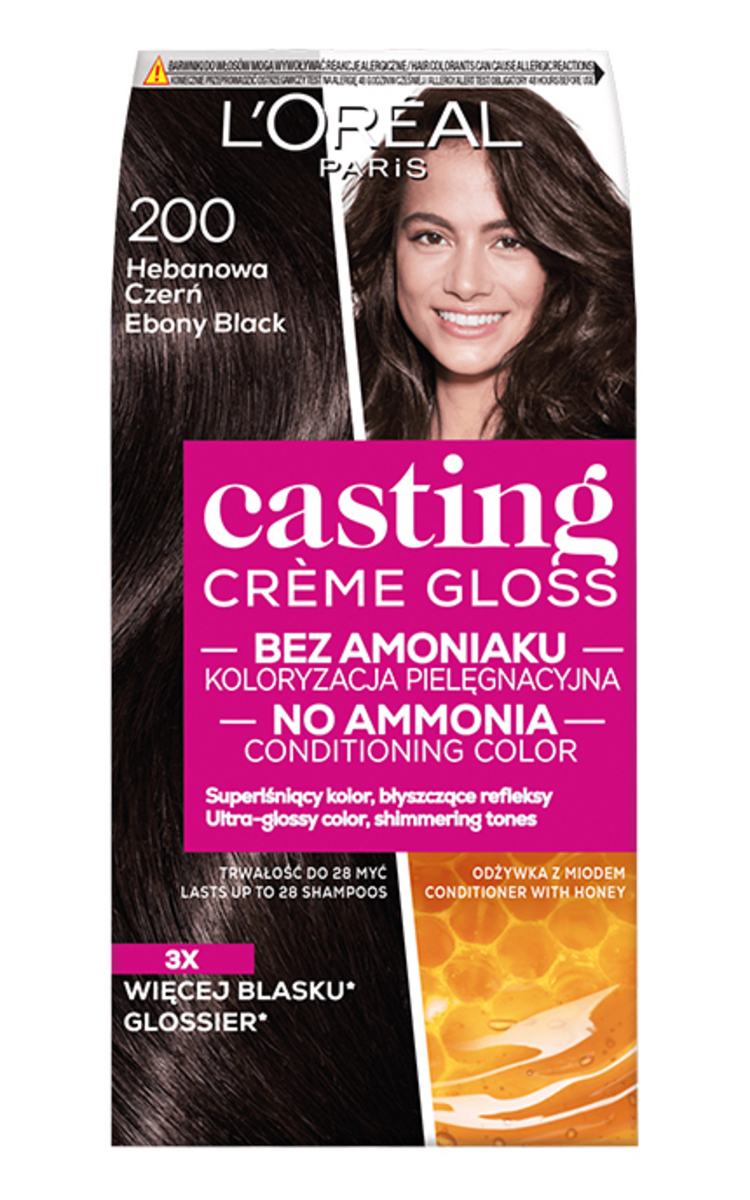 L′ORÉAL PARIS CASTING CREME GLOSS L′ORÉAL PARIS CASTING CREME GLOSS, pusiau ilgalaikiai plaukų dažai be amoniako, 200 Ebony Black, 1 vnt.