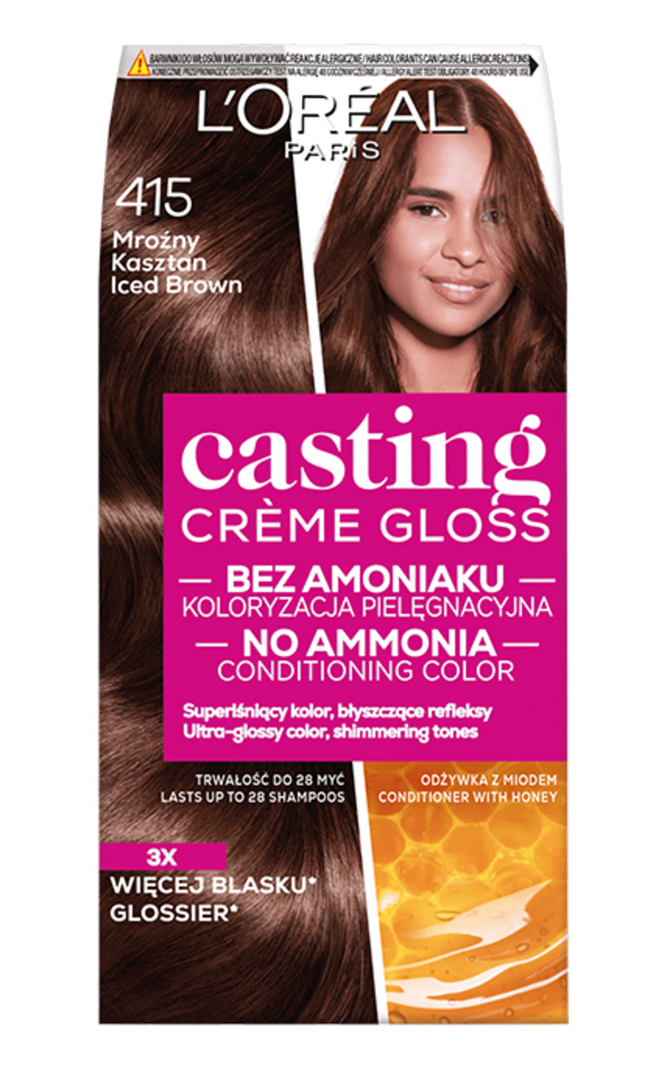 L′ORÉAL PARIS CASTING CREME GLOSS L′ORÉAL PARIS CASTING CREME GLOSS, pusiau ilgalaikiai plaukų dažai be amoniako, 415 Iced Brown, 1 vnt.