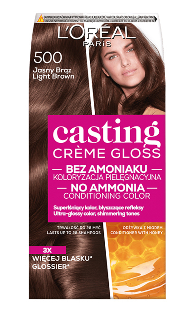 L′ORÉAL PARIS CASTING CREME GLOSS L′ORÉAL PARIS CASTING CREME GLOSS, pusiau ilgalaikiai plaukų dažai be amoniako, 500 Light Brown, 1 vnt.