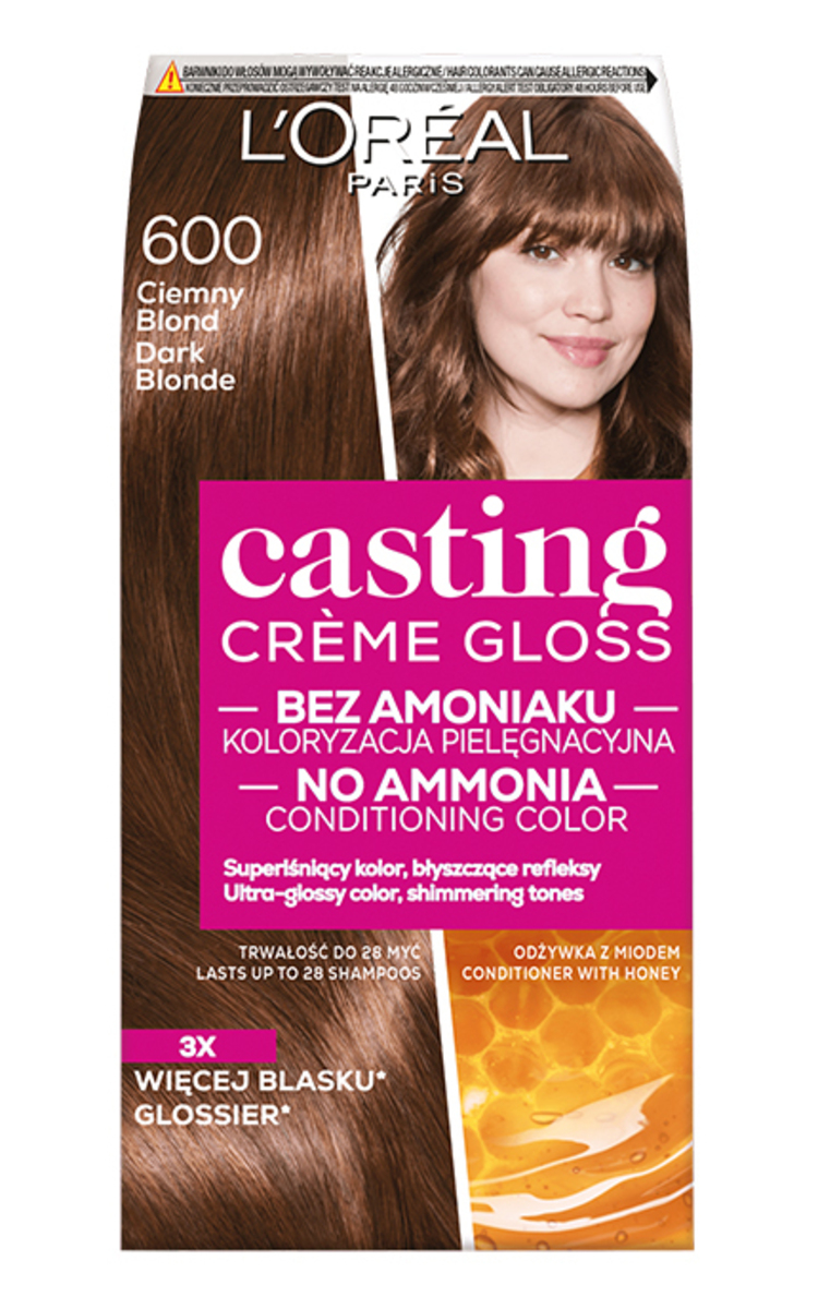 L′ORÉAL PARIS CASTING CREME GLOSS L′ORÉAL PARIS CASTING CREME GLOSS, pusiau ilgalaikiai plaukų dažai be amoniako, 600 Dark Blonde, 1 vnt.