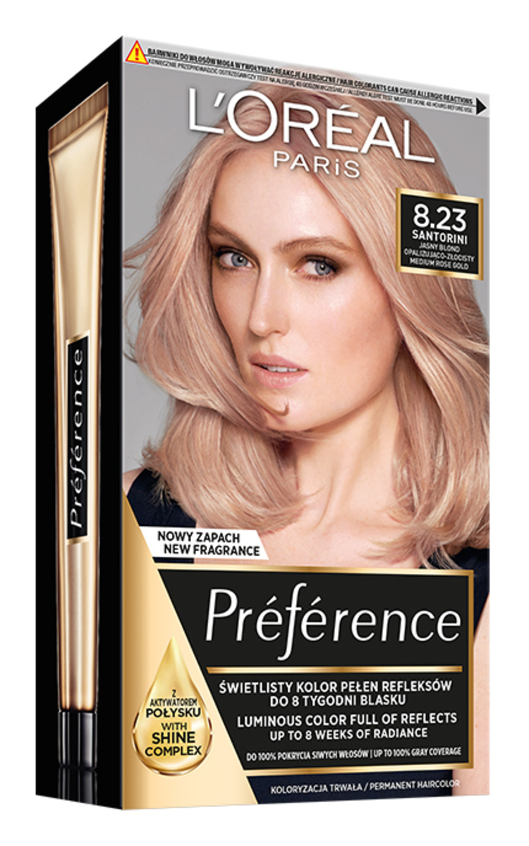 L′ORÉAL PARIS PREFERENCE L'ORÉAL PARIS PREFERENCE, plaukų dažai, 8.23 MEDIUM ROSE GOLD, 1 vnt.