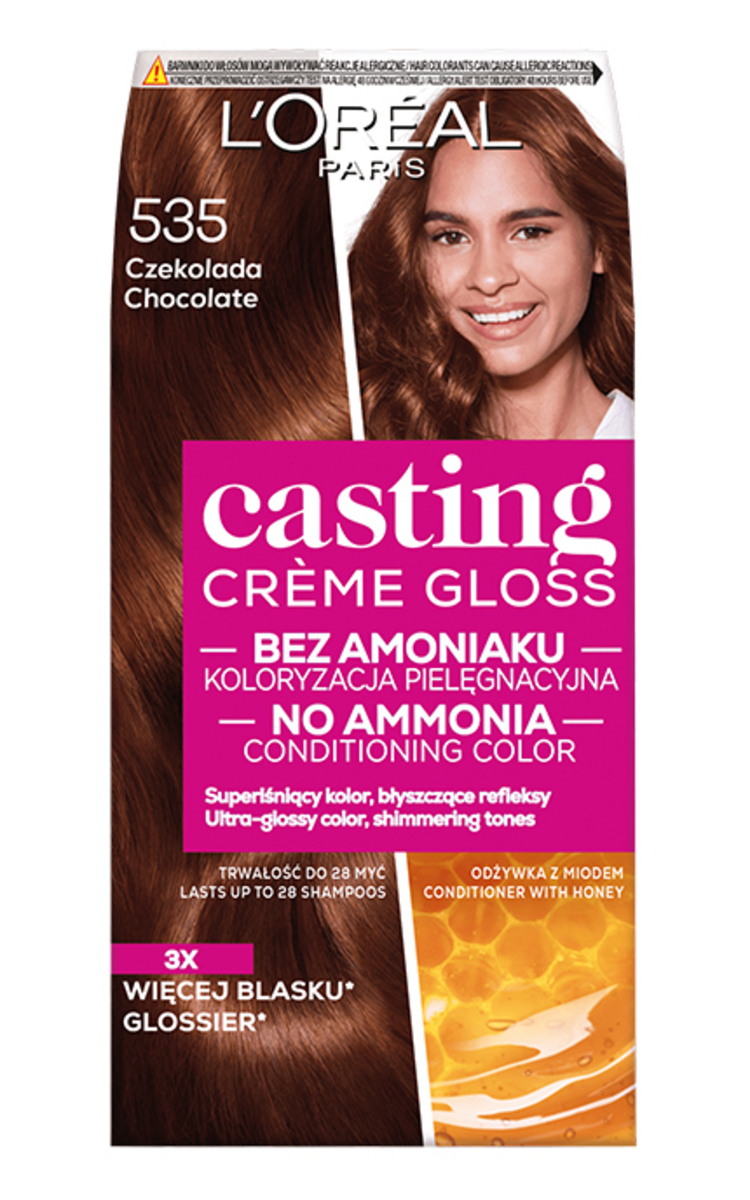 L′ORÉAL PARIS CASTING CREME GLOSS L′ORÉAL PARIS CASTING CREME GLOSS, pusiau ilgalaikiai plaukų dažai be amoniako, 535 Chocolate, 1 vnt.