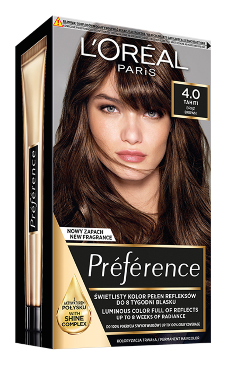 L′ORÉAL PARIS PREFERENCE L'ORÉAL PARIS PREFERENCE, plaukų dažai, 4 BROWN, 1 vnt.